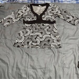 Maurices Monochrome Floral V-Neck Blouse